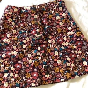 Zara Floral Corduroy Button Skirt, Women's Fashion